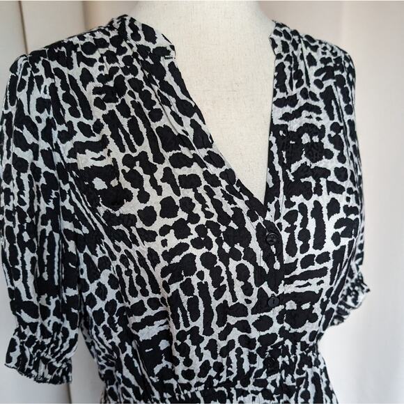 ba&sh Oia Knee Length Printed Black and White Dress, size S - Picture 5 of 8